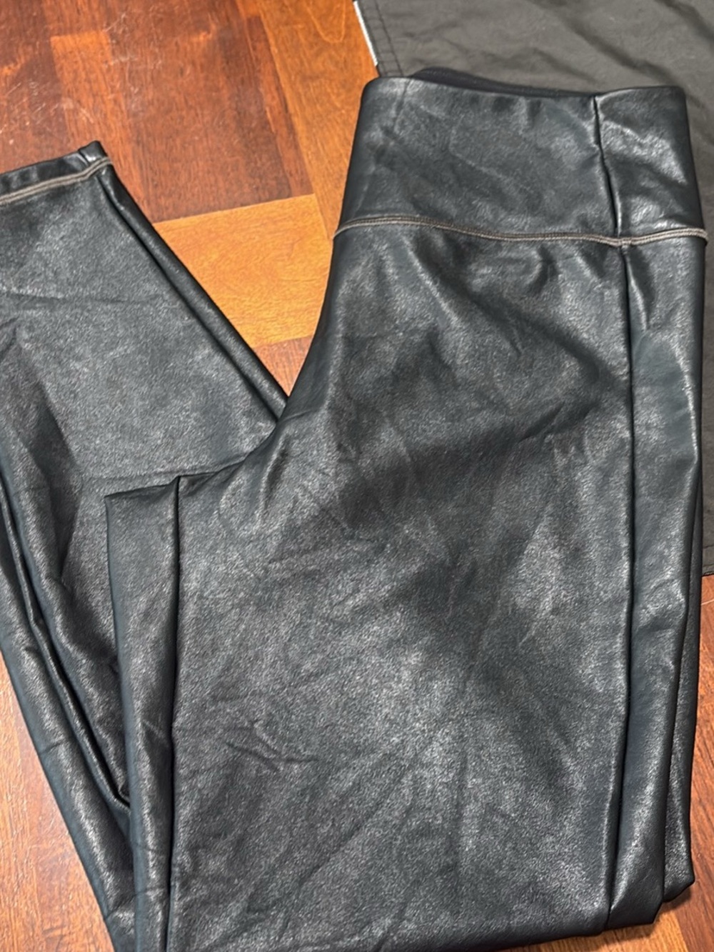 Athleta Black Faux Leather Gleam Tight Leggings - Size Medium